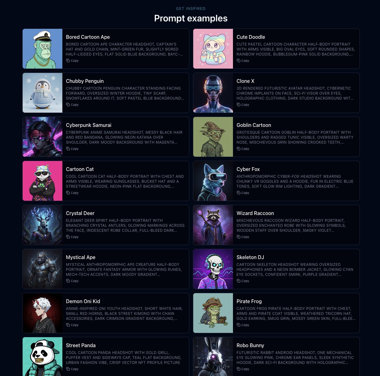 ai nft prompt examples