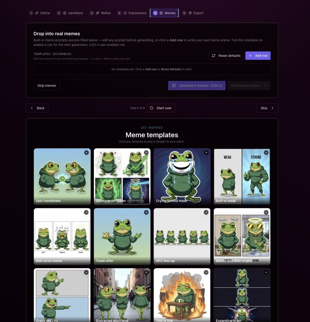 generate your meme coin character with ai in our meme coin studio